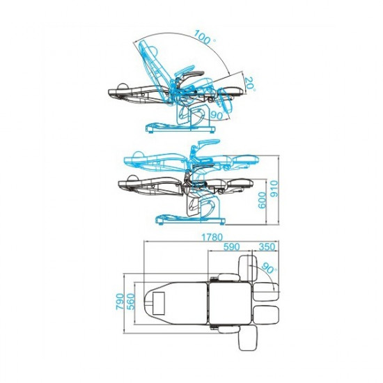 Elektrické pedikérske kreslo Azzurro 709A biele Elektrické pedikérske kreslo Azzurro 709A biele
