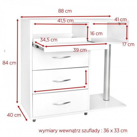 Pedikérsky stolík UNIT Y-300, biely Pedikérsky stolík UNIT Y-300, biely