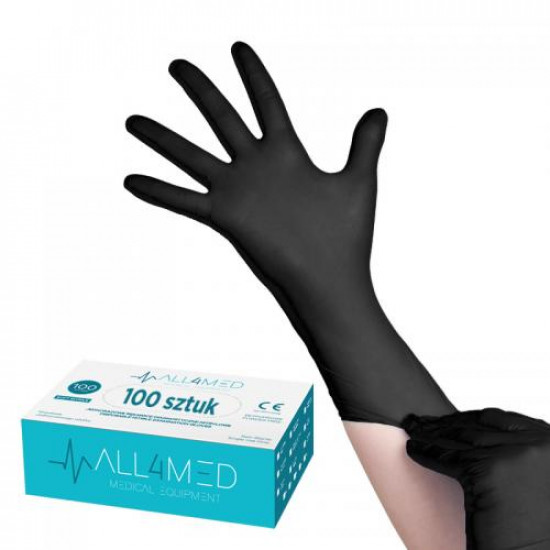 All4Med jednorázové nitrilové rukavice čierne XL 100 ks All4Med jednorázové nitrilové rukavice čierne XL 100 ks