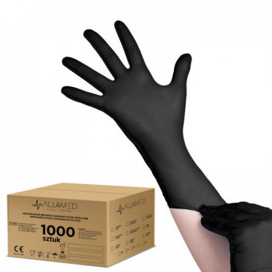 ALL4MED jednorázové nitrilové rukavice čierne XL 10x 100ks ALL4MED jednorázové nitrilové rukavice čierne XL 10x 100ks