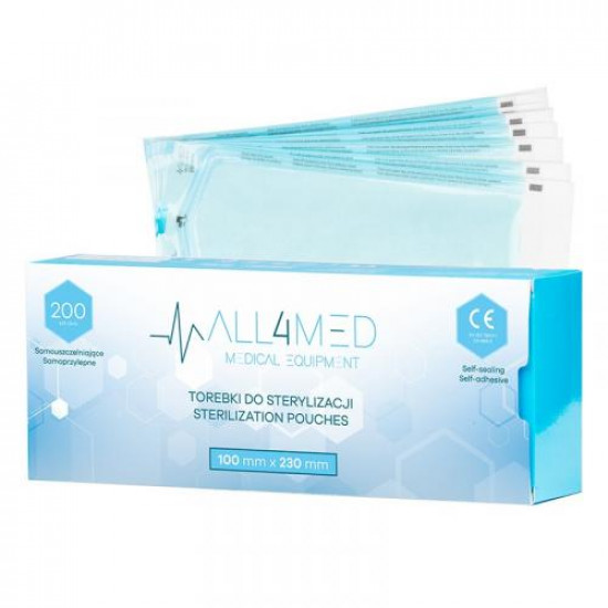 All4Med vrecká na parnú sterilizáciu v autokláve 100 x 230 mm 200 ks All4Med vrecká na parnú sterilizáciu v autokláve 100 x 230 mm 200 ks