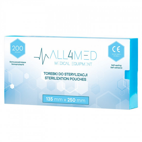 All4Med vrecká na parnú sterilizáciu v autokláve 135 x 250 mm 200 ks All4Med vrecká na parnú sterilizáciu v autokláve 135 x 250 mm 200 ks