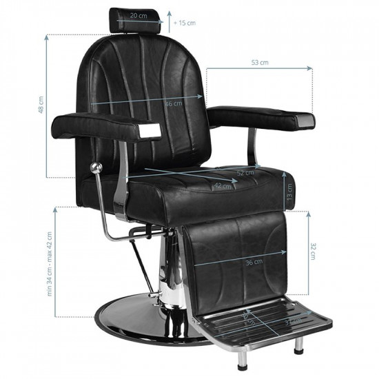 Barberské kreslo Hair System SM 138 Čierne Barberské kreslo Hair System SM 138 Čierne