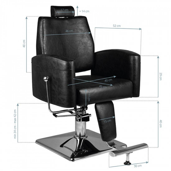Barberské kreslo Hair System SM-184 čierne Barberské kreslo Hair System SM-184 čierne
