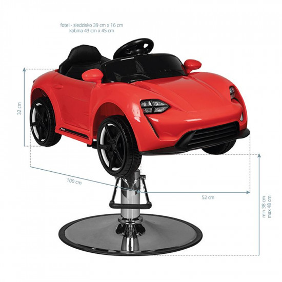 Detské kadernícke kreslo - autíčko Porshe červené Detské kadernícke kreslo - autíčko Porshe červené