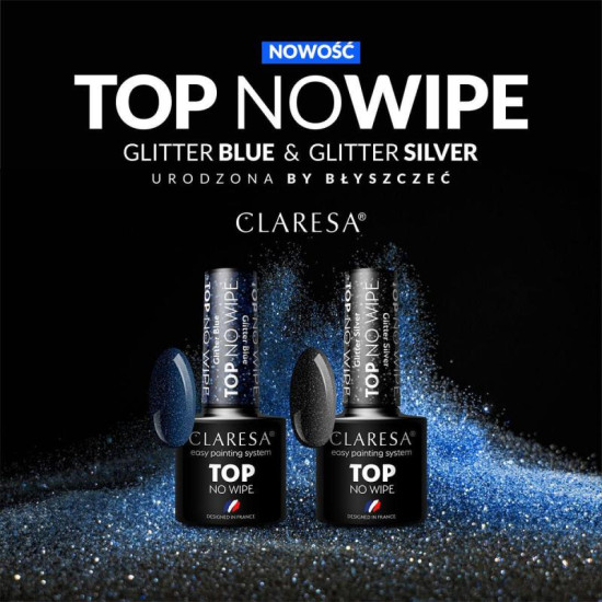 Claresa Top lak na nechty no wipe 5 g Glitter silver Claresa Top lak na nechty no wipe 5 g Glitter silver