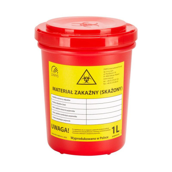 Nádoba na medicínsky odpad 1,0 l červená Nádoba na medicínsky odpad 1,0 l červená