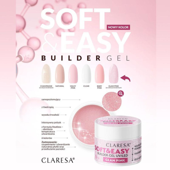 Claresa builder gel Soft&Easy glam pink 12 g Claresa builder gel Soft&Easy glam pink 12 g