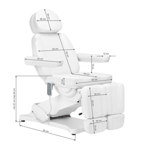 Elektrické pedikérske kreslo Sillon Classic Pedi 3 motorové s kolískou biele Elektrické pedikérske kreslo Sillon Classic Pedi 3 motorové s kolískou biele
