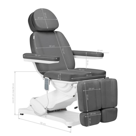 Elektrické pedikérske kreslo Sillon Classic Pedi 3 motory s kolískou šedé