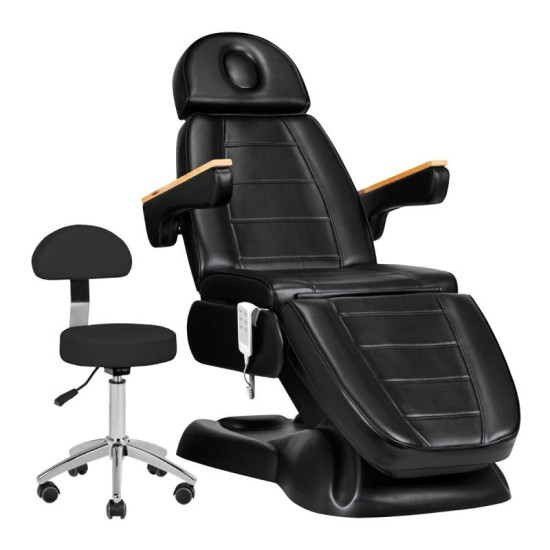 Elektrické kozmetické kreslo Sillon Lux 273B 3x motor čierne + taburetka AM-304 čierna Elektrické kozmetické kreslo Sillon Lux 273B 3x motor čierne + taburetka AM-304 čierna