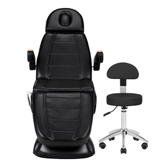 Elektrické kozmetické kreslo Sillon Lux 273B 3x motor čierne + taburetka AM-304 čierna Elektrické kozmetické kreslo Sillon Lux 273B 3x motor čierne + taburetka AM-304 čierna