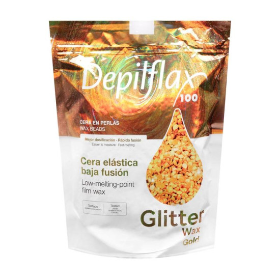 Elastický depilačný vosk s nízkym bodom topenia, perličkový zlatý Depilflax 100 1kg Elastický depilačný vosk s nízkym bodom topenia, perličkový zlatý Depilflax 100 1kg