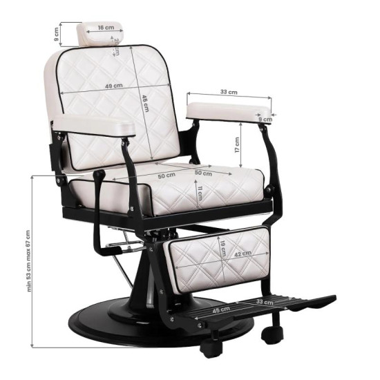 Barberské kreslo Carlos extra Pearl Barberské kreslo Carlos extra Pearl