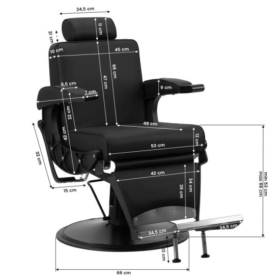 Barberské kreslo Gabbiano Continental čierne Barberské kreslo Gabbiano Continental čierne