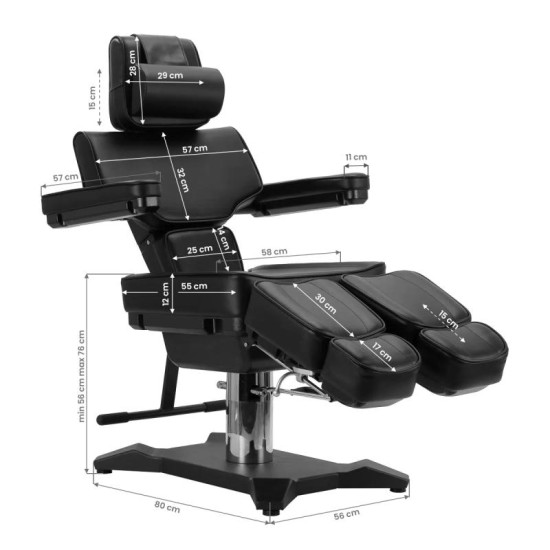 Elektrické tetovacie kreslo Pro Ink 604 čierne Elektrické tetovacie kreslo Pro Ink 604 čierne
