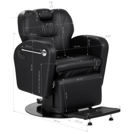 Elektrické barberse kreslo Gabbiano Baron čierne Elektrické barberse kreslo Gabbiano Baron čierne