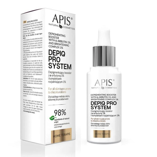 Apis Depiq Pro System Depigmentačný booster s alpha-arbutínom 1% a rozjasňujúcim komplexom Apis Depiq Pro System Depigmentačný booster s alpha-arbutínom 1% a rozjasňujúcim komplexom