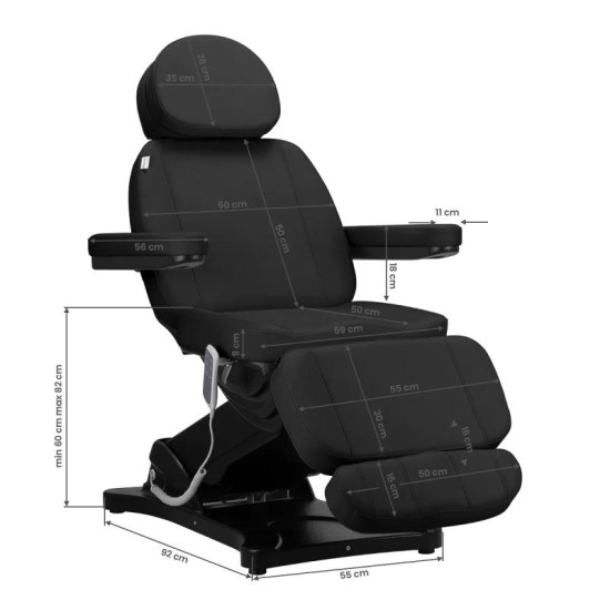 Elektrické kozmetické kreslo SILLON Classic 3 motory čierne Elektrické kozmetické kreslo SILLON Classic 3 motory čierne