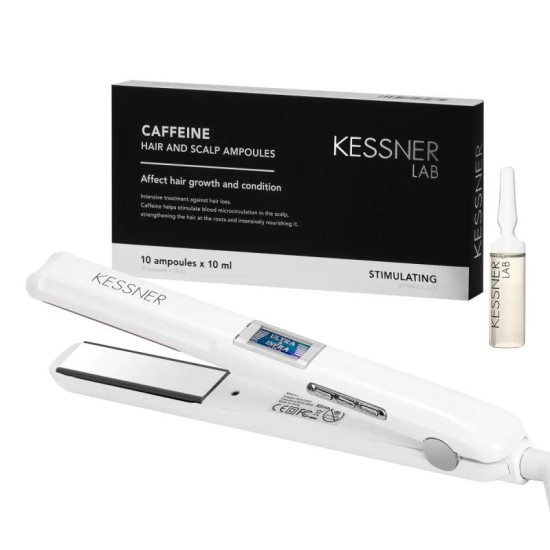 Sada na starostlivosť o vlasy žehlička Kessner a kofeínové ampulky Kessner Lab 10 x 10 ml Sada na starostlivosť o vlasy žehlička Kessner a kofeínové ampulky Kessner Lab 10 x 10 ml