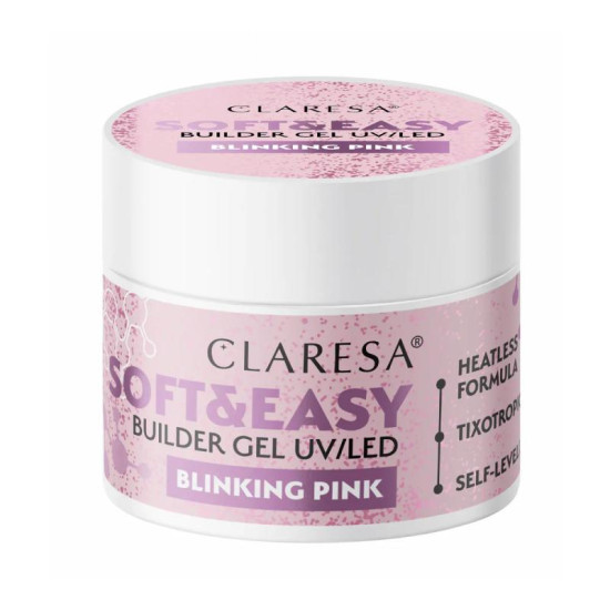 Claresa Soft&Easy stavební gel blinking pink 12g Claresa Soft&Easy stavební gel blinking pink 12g