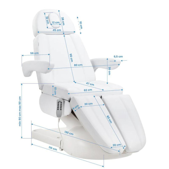 Pedikérske kreslo Azzurro Lux pedi 5 motorové biele Pedikérske kreslo Azzurro Lux pedi 5 motorové biele