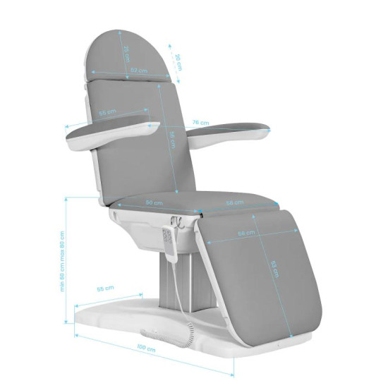 Elektrické kozmetické kreslo SILLON Eclipse 3 motory sivé